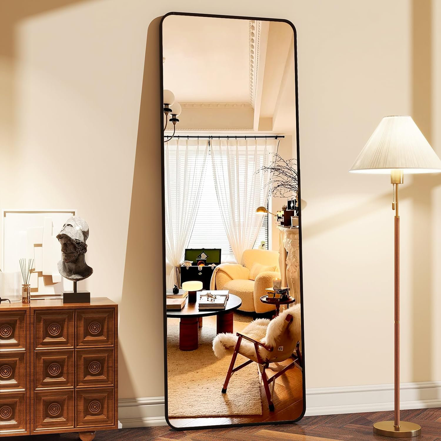 Ebern Designs 59"X16" Floor Full Length Mirror Standing Full,Black ...